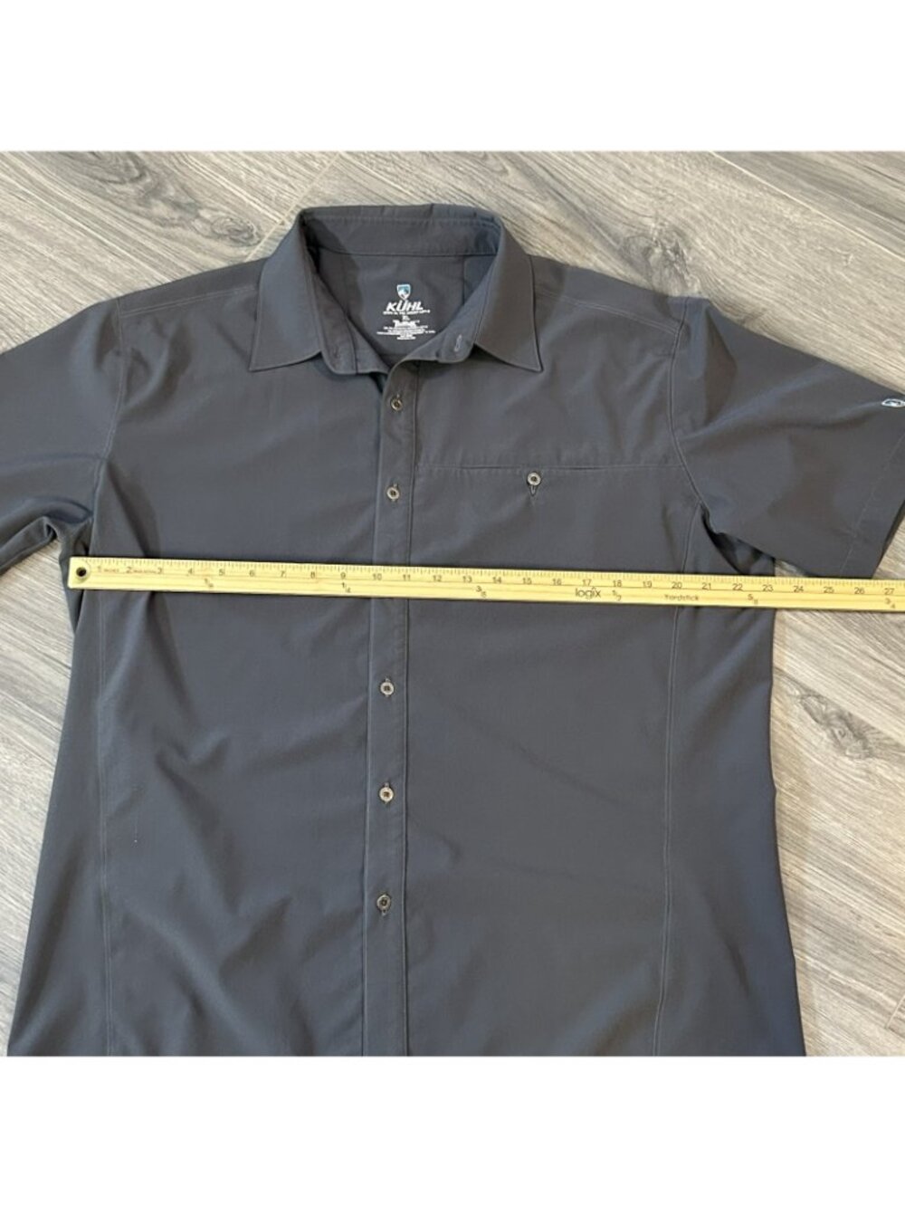 Kuhl Shirt Mens XL Gray Tufflex Stretch Short Sleeve Button Up Outdoor Hiking - Picture 6 of 9